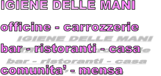 IGIENE DELLE MANI officine - carrozzerie bar - ristoranti - casa comunita� - mensa